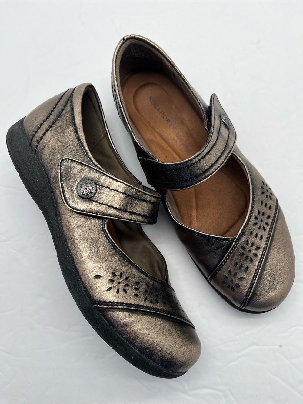 Rockports Bronze Black Mary Jane Comfort Flats Womens 7 Balletcore
